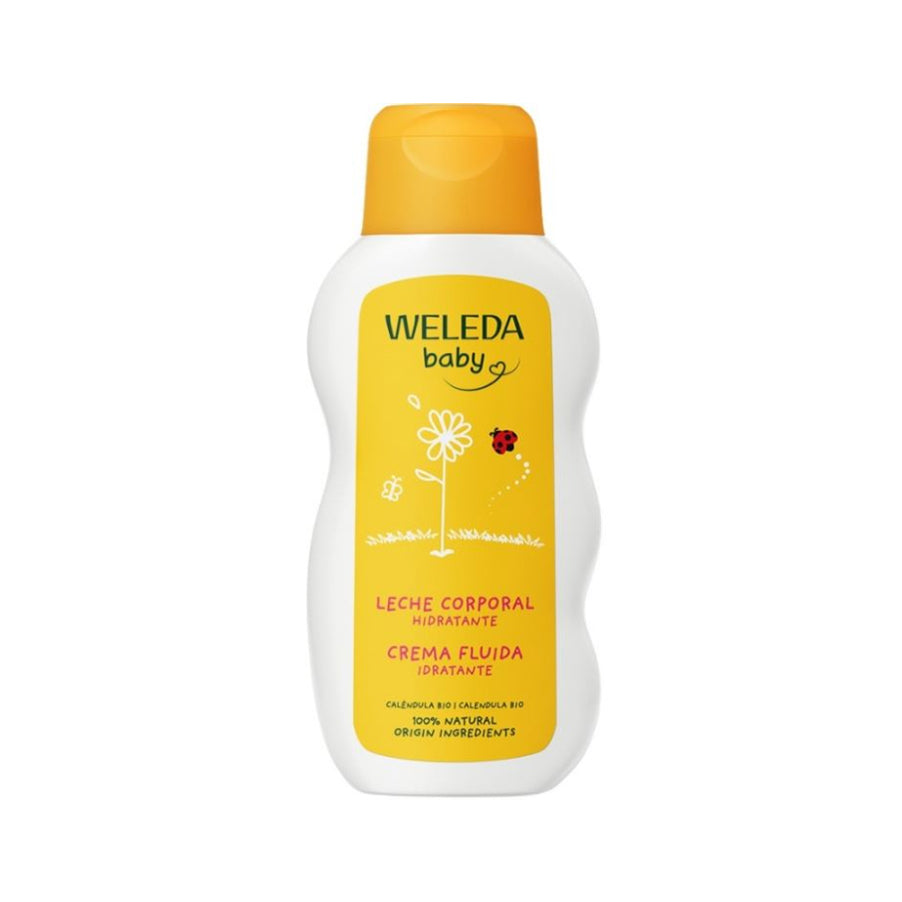 Leite Corporal de Calêndula para Bebé da Weleda, hidrata e calma a delicada pele do bebé. 