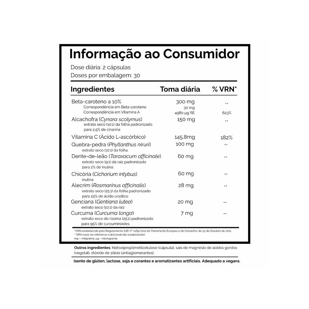 Liv-Z 60 Cápsulas Dharma Botanicals, suplemento alimentar com chicória, quebra-pedra, alcachofra, dente-de-leão, curcuma e alecrim para apoio hepático e digestivo