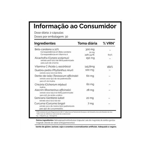 Liv-Z 60 Cápsulas Dharma Botanicals, suplemento alimentar com chicória, quebra-pedra, alcachofra, dente-de-leão, curcuma e alecrim para apoio hepático e digestivo