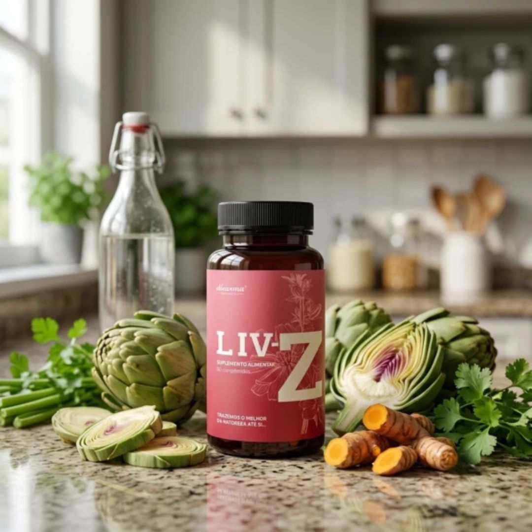 Liv-Z 60 Cápsulas Dharma Botanicals, suplemento alimentar com chicória, quebra-pedra, alcachofra, dente-de-leão, curcuma e alecrim para apoio hepático e digestivo