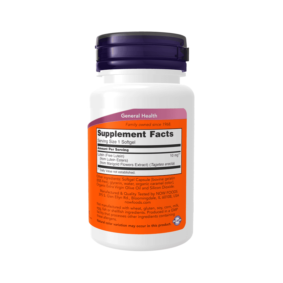 Lutein 10 mg 120 Cápsulas Now Foods