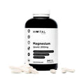 "Frasco de magnesio puro (citrato) de 200 mg con 240 comprimidos de Hivital, un suplemento para el desarrollo muscular y el aporte de energía."