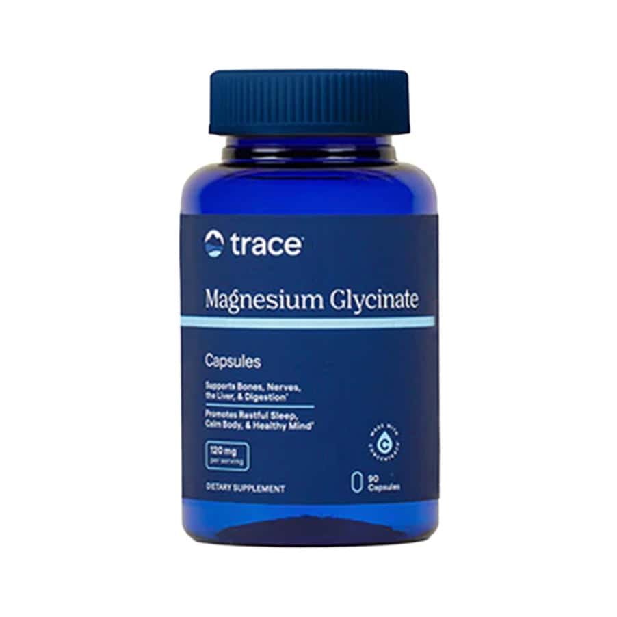 Trace Minerals Glicinato de Magnesio 120 mg, 90 cápsulas por frasco, un suplemento de bisglicinato de magnesio de alta absorción.
