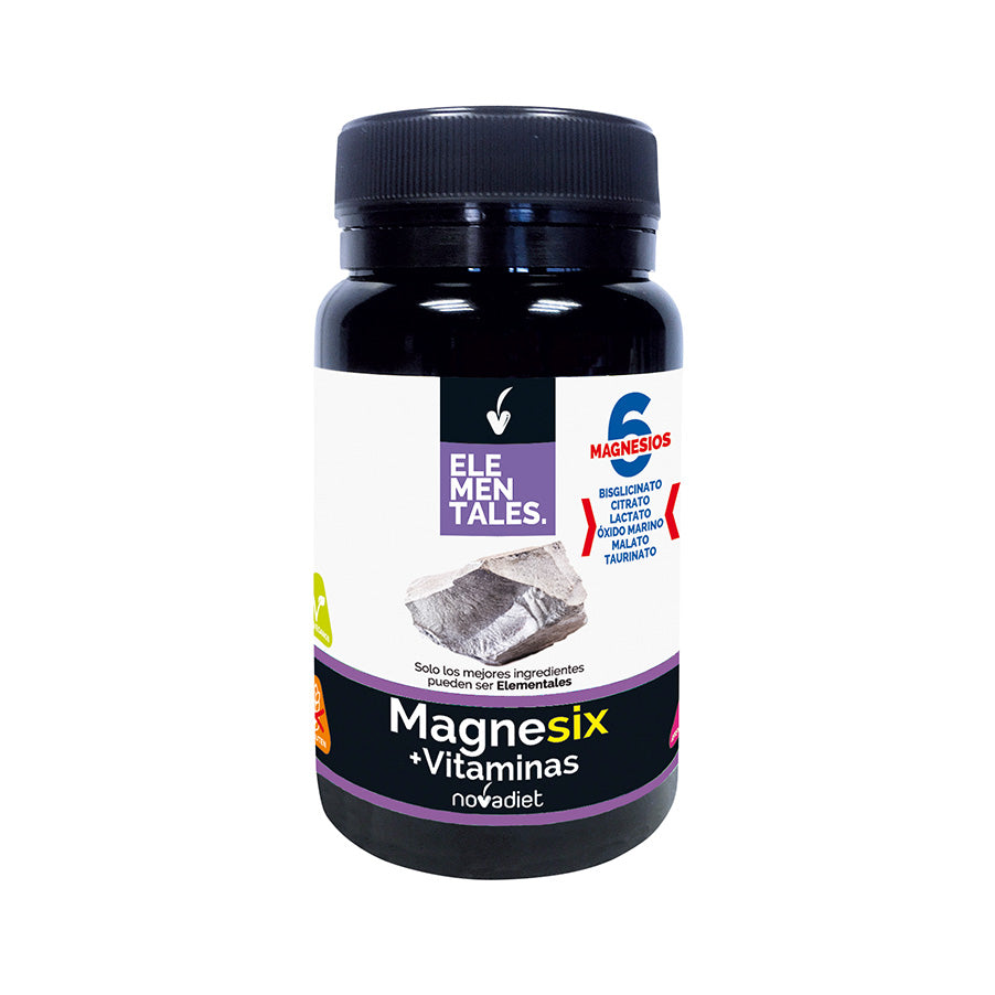 O Magnesix da NovaDiet é um suplemento alimentar em comprimidos que combina seis formas de magnésio com vitaminas B1, B6 e B12.