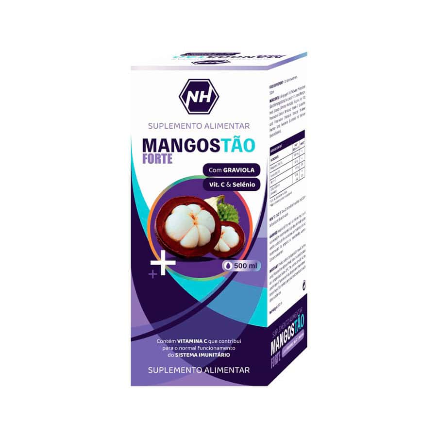 El frasco de 500 ml de Mangosteen Forte de Novo Horizonte es un complemento líquido con propiedades antioxidantes y revitalizantes.