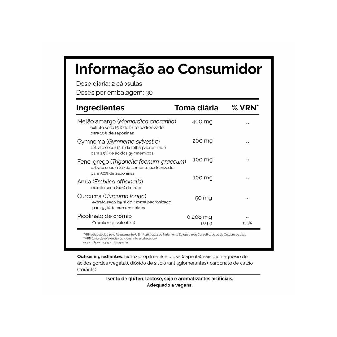 Metabolic-Z 60 Cápsulas Dharma Botanicals, suplemento alimentar com melão-amargo, gymnema, feno-grego e crómio para apoio ao metabolismo