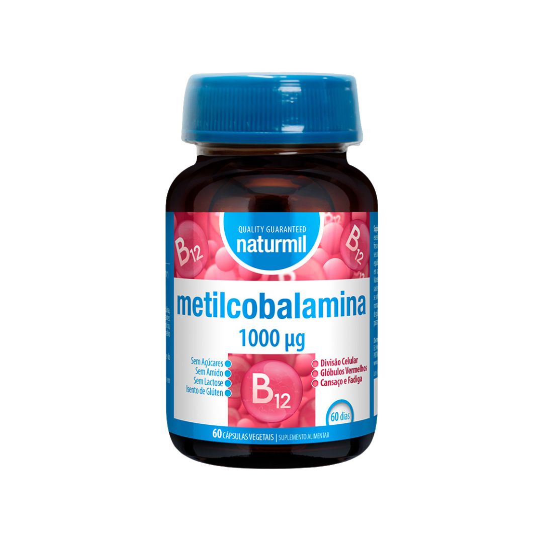 Metilcobalamina 1000mcg 60 cápsulas Naturmil suplemento alimentar de vitamina B12