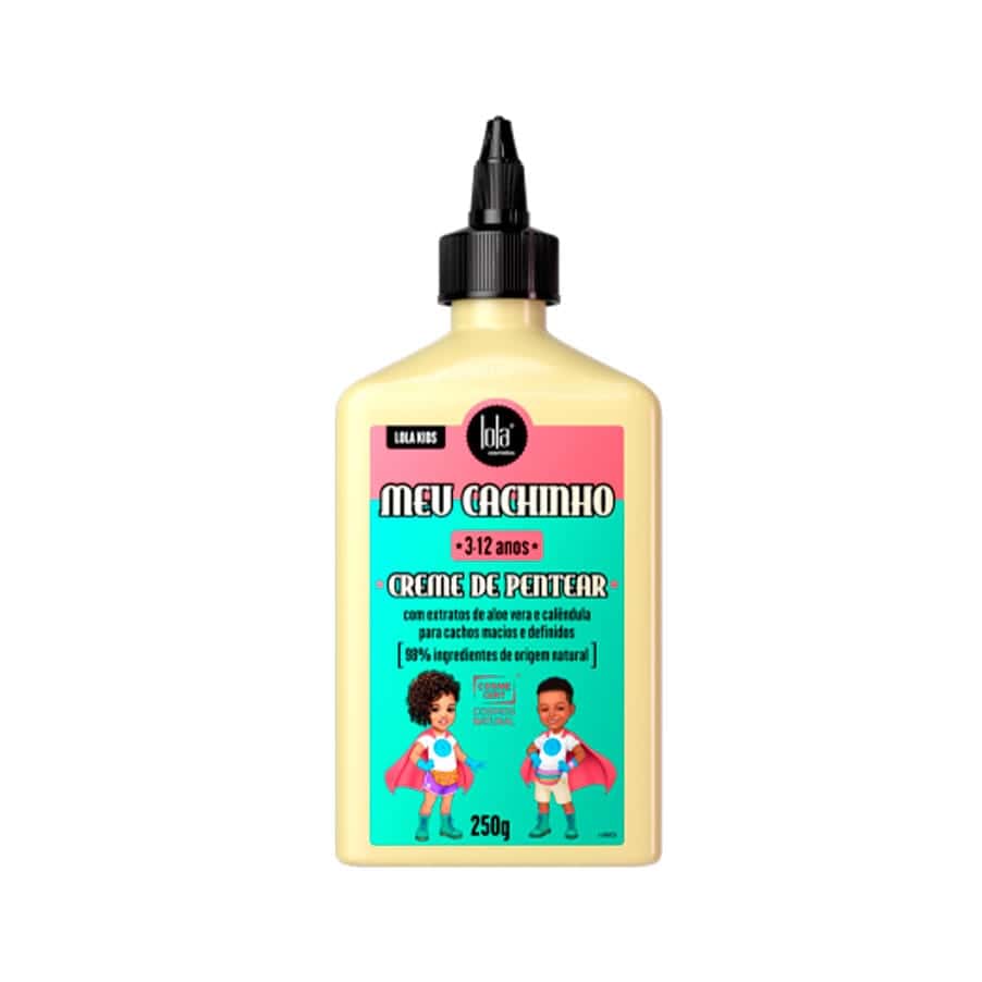 La crema para peinar Meu Cachinho contiene 250 g y es de la marca Lola Cosmetics.