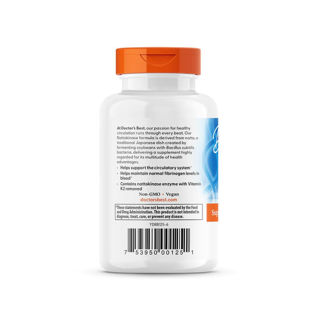 Nattokinase 2000 FUs 90 cápsulas Doctor’s Best suplemento alimentar com nattoquinase.