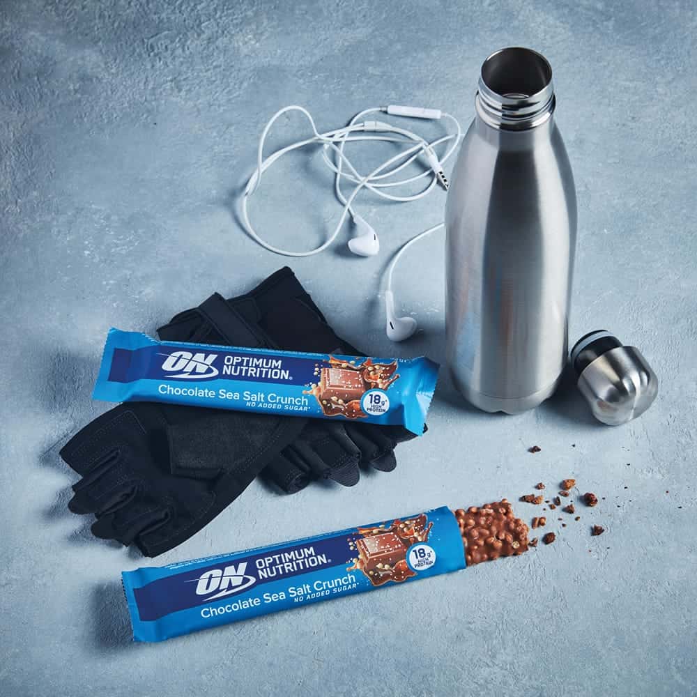 Barra de Proteína Crocante de Chocolate e Sal Marinho 55gr Optimum Nutrition