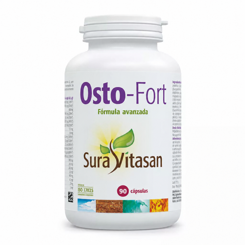 Osto-Fort 90 Cápsulas Sura Vitasan, suplemento alimentar com cálcio, fósforo, vitaminas e minerais para apoio à manutenção de ossos normais