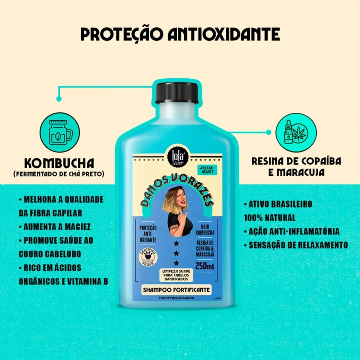 Pack Danos Vorazes Lola com shampoo e máscara capilar para reparação intensa dos cabelos danificados.