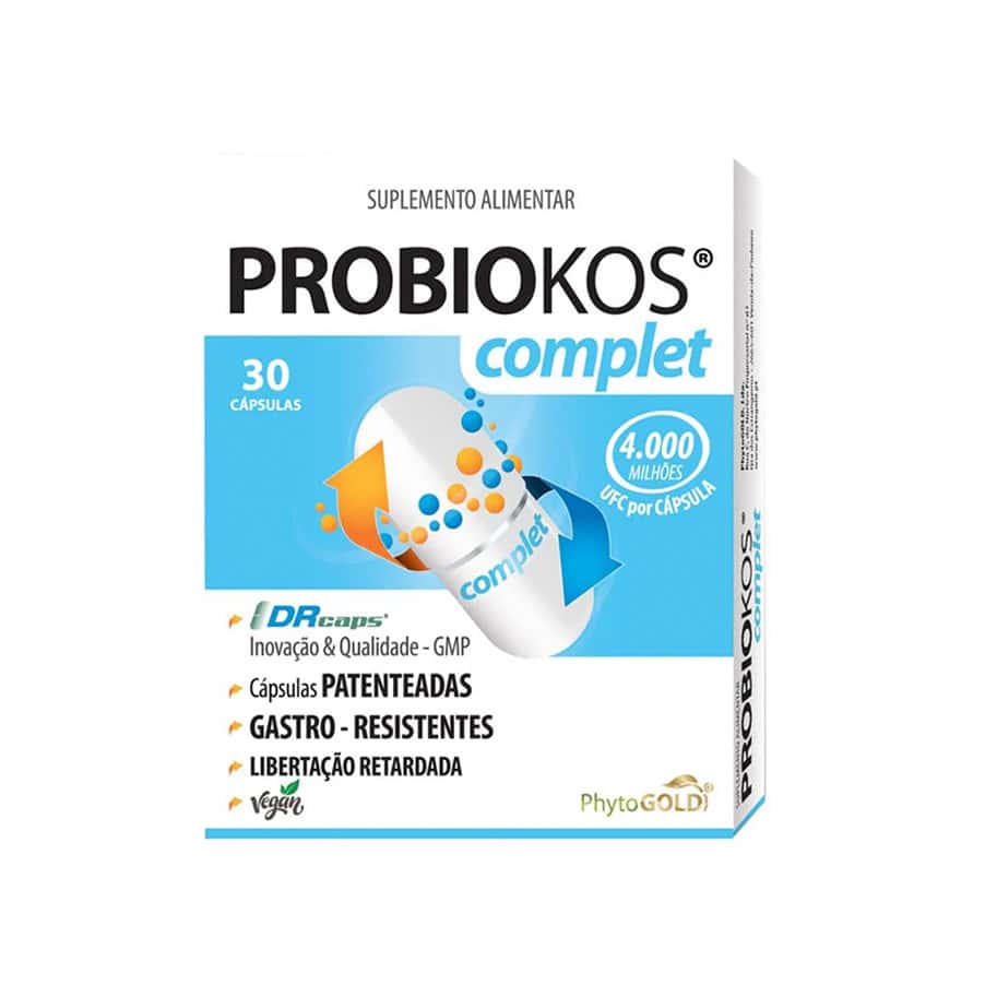 Probiokos Complet 30 comprimidos de Phytogold, con una fórmula probiótica completa para el equilibrio intestinal y el fortalecimiento de la flora digestiva.