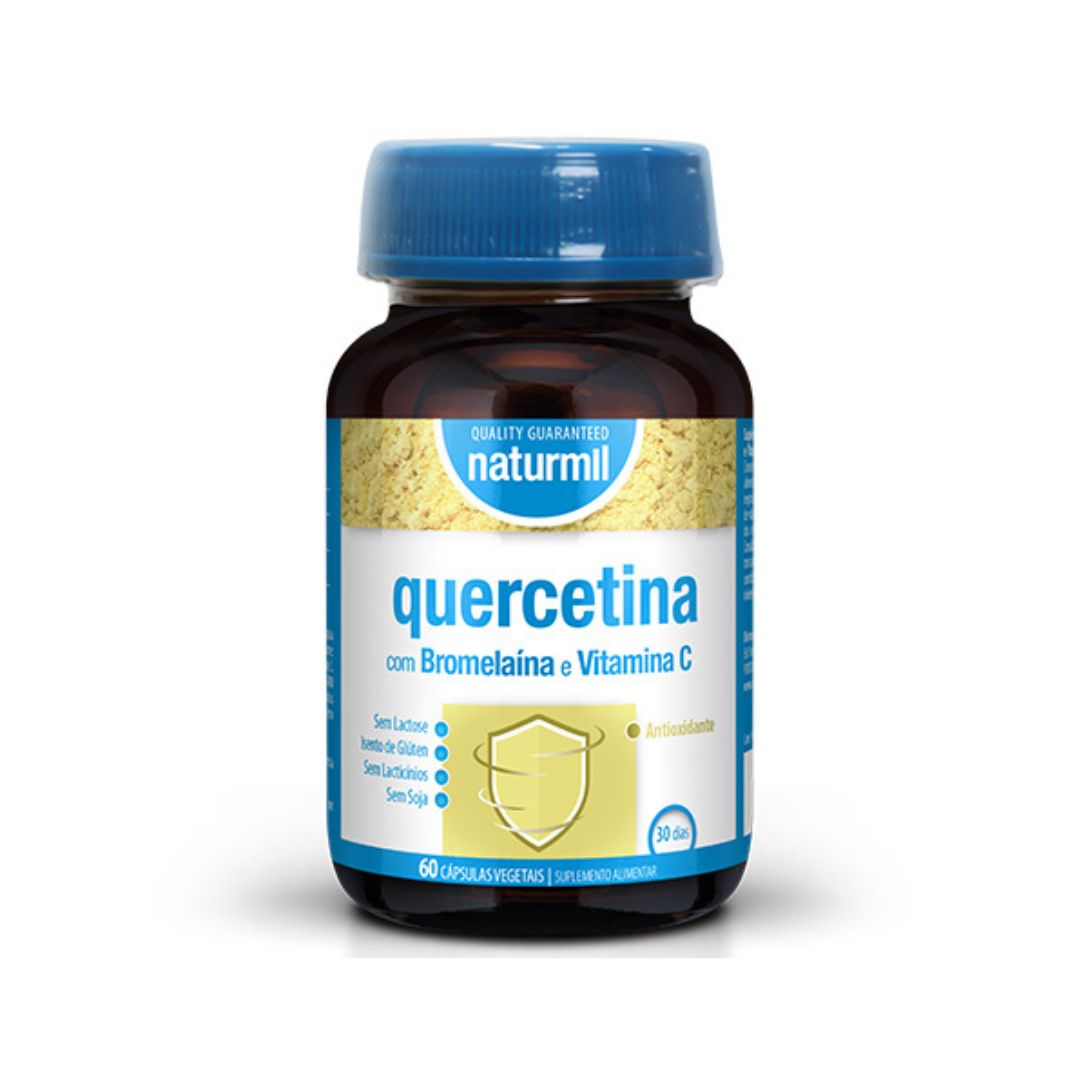 Quercetina com Bromelaína e Vitamina C 60 cápsulas Naturmil suplemento alimentar
