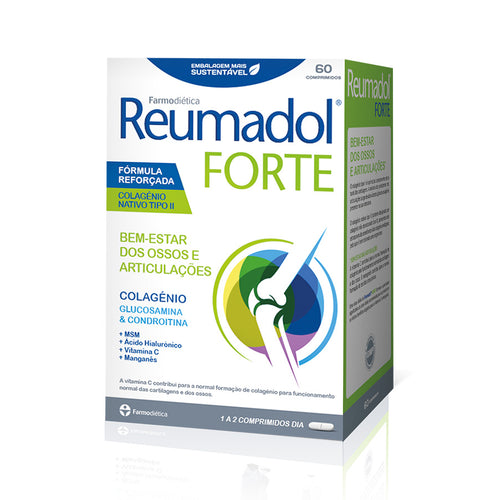 Reumadol Forte 60 Comprimidos Farmodiética é um suplemento alimentar formulado para complementar a tua rotina de bem-estar das cartilagens e dos ossos.
