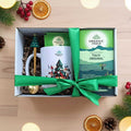 Infusión ayurvédica Tulsi Original Organic India en envase navideño, con una mezcla de hierbas orgánicas y un diseño festivo.