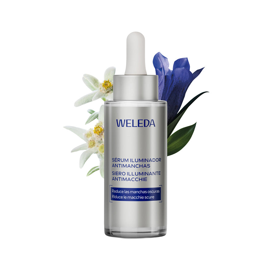 O Sérum Redensificante Iluminador Anti-Manchas 30ml Weleda é um cuidado facial em sérum, formulado para integrar a tua rotina de cuidado da pele com manchas pigmentares, perda de firmeza e tom irregular.