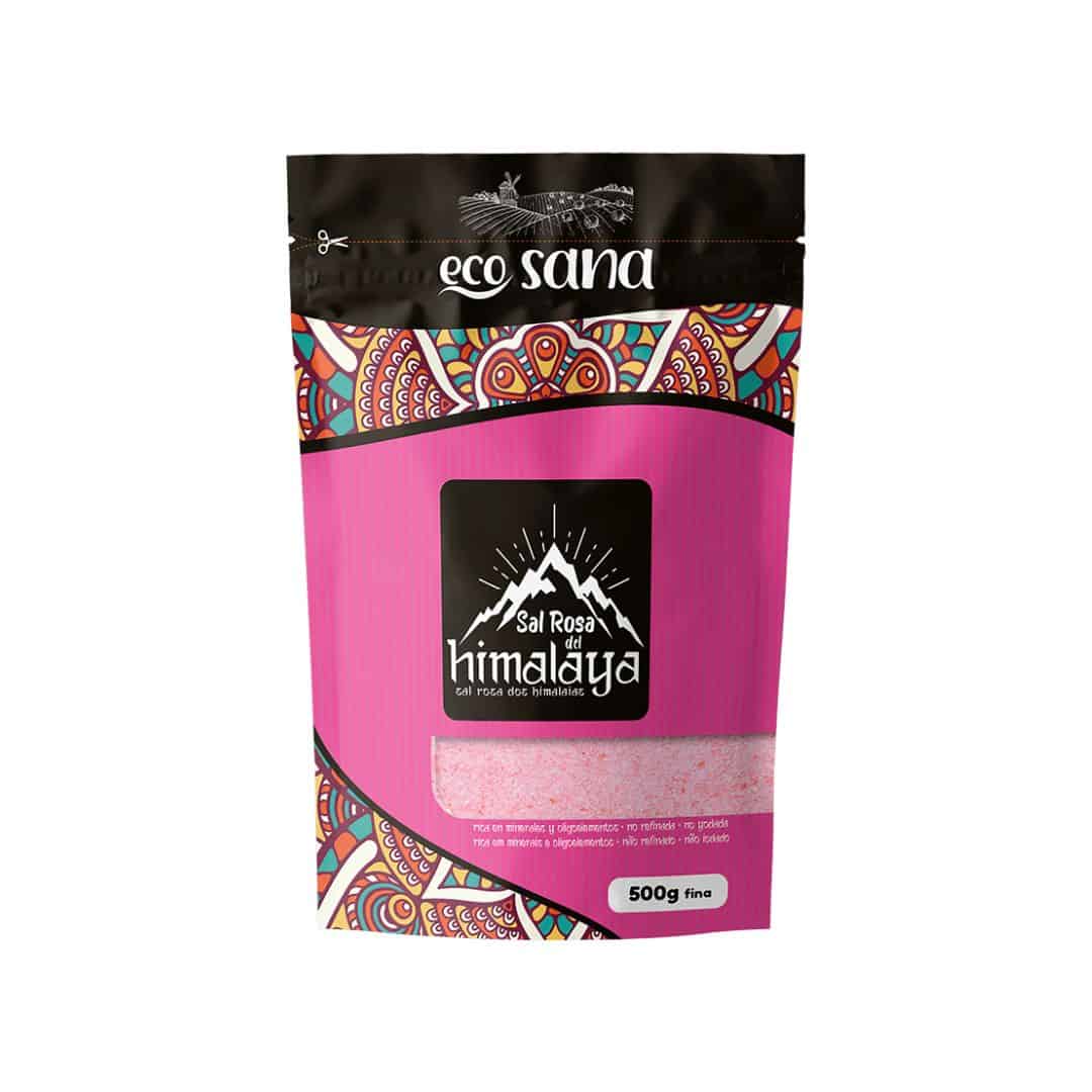 Paquete de 500 g de sal rosa del Himalaya fina de la marca Ecosana.