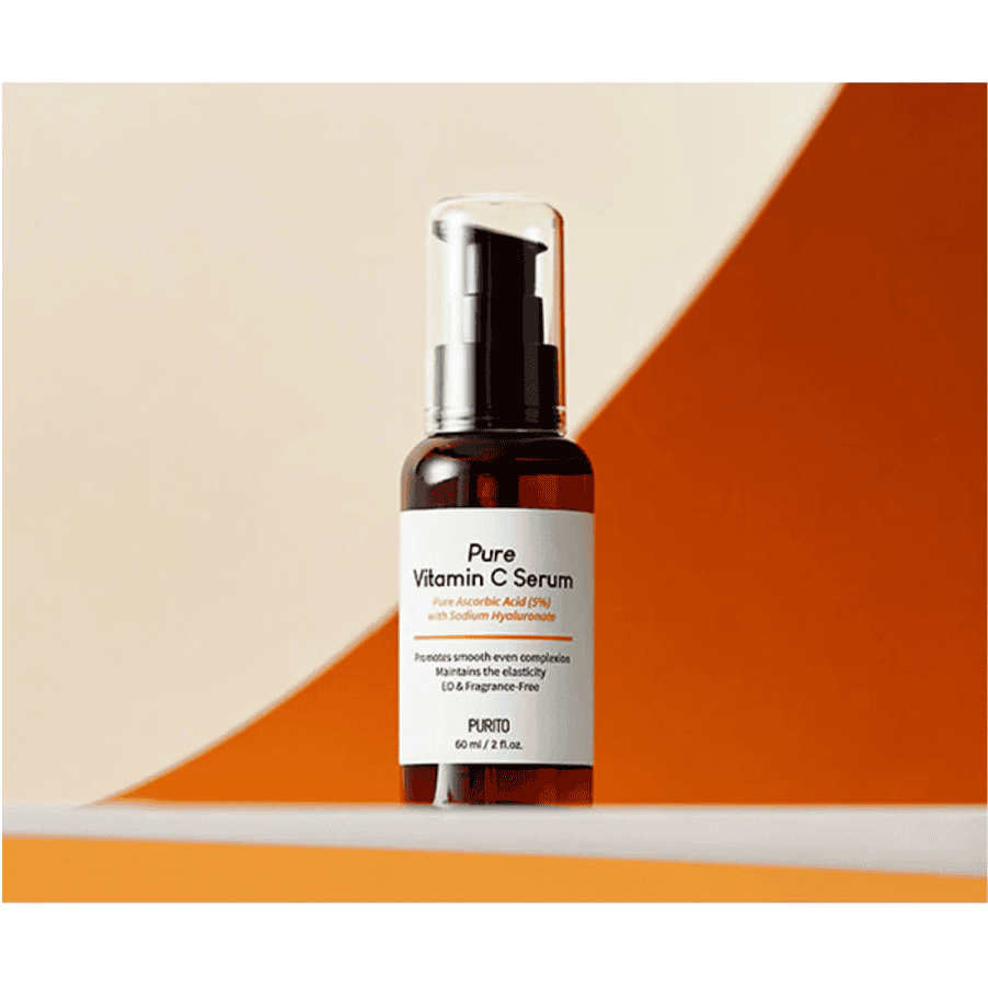 Frasco do Sérum Pure Vitamin C 60ml da Purito Seoul, tratamento antioxidante para iluminar e uniformizar o tom da pele.