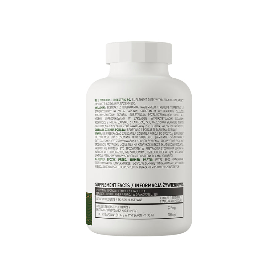 O Tribulus Terrestris 360 Comprimidos Ostrovit é um suplemento alimentar em comprimidos com extrato de Tribulus terrestris.
