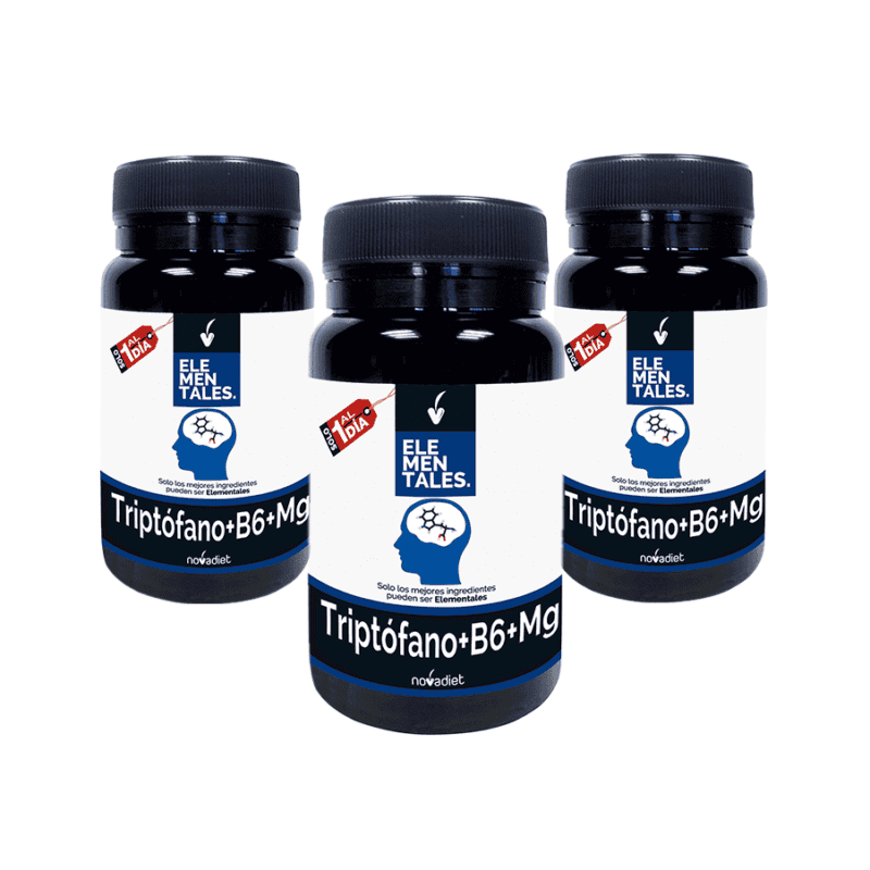 Triptófano com vitamina B6 e magnésio 30 cápsulas pack 3 NovaDiet suplemento para bem-estar emocional e sistema nervoso