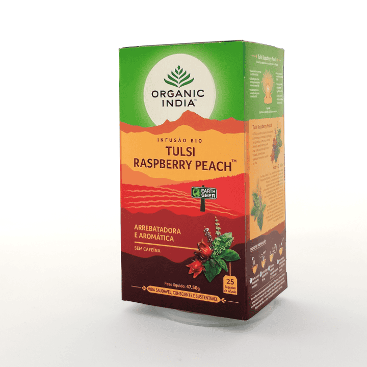 Infusão Bio Tulsi Raspberry Peach 25 Saquetas Organic India