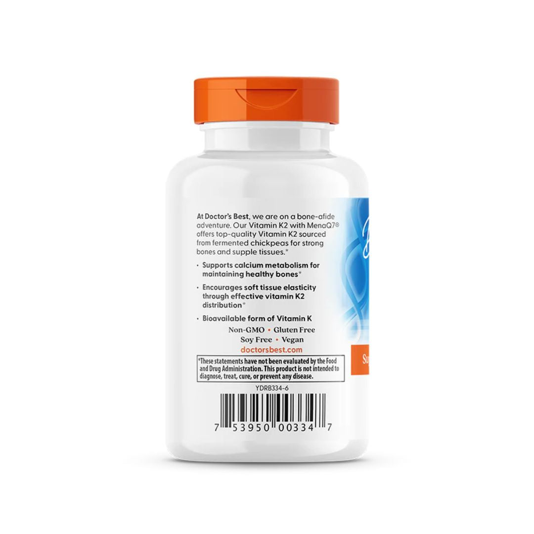 Vitamina K2 MK-7 com MenaQ7 100 mcg 60 cápsulas Doctor's Best suplemento alimentar com vitamina K2 na forma MK-7.