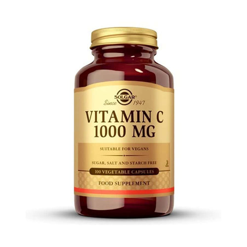 Vitamina C Solgar 1000 mg: Un suplemento de alta calidad que fortalece el sistema inmunológico, combate la fatiga y promueve la salud de la piel, los huesos y las articulaciones. Apto para veganos.