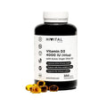 Frasco de 300 cápsulas de vitamina D3 4000 UI de la marca Hivital, un suplemento esencial para la salud ósea, la inmunidad y el bienestar general.