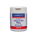 Frasco de vitamina K2 (MK7) de Lamberts, 90 µg, con 60 cápsulas, que favorece la salud ósea y cardiovascular.
