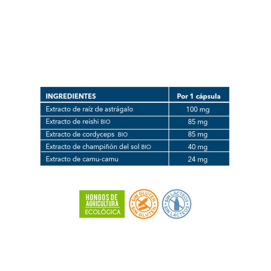 El frasco de Mico Neo VR de NeoVital Health contiene 60 cápsulas; es un suplemento con hongos medicinales para la vitalidad y el rendimiento físico.
