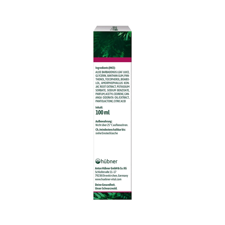 Aloe Vera Gel Hübner, gel hidratante com aloé vera, pantenol e bisabolol, em embalagem de 100 ml.