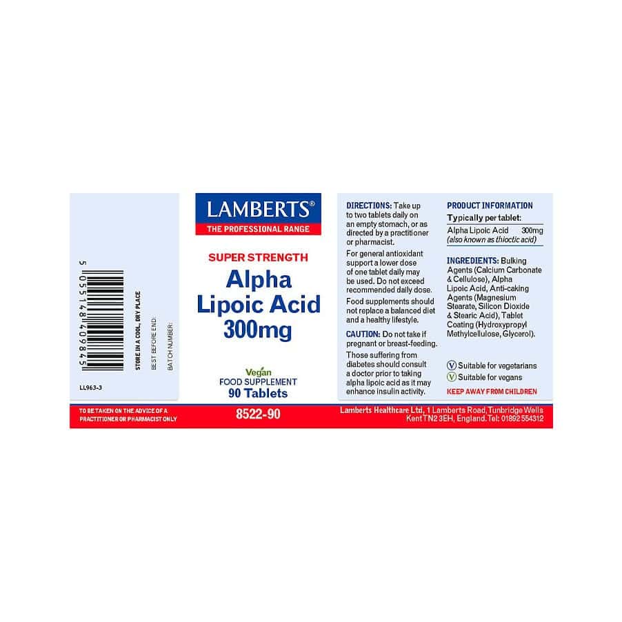Ácido Alfa Lipóico 300mg 90 Comprimidos