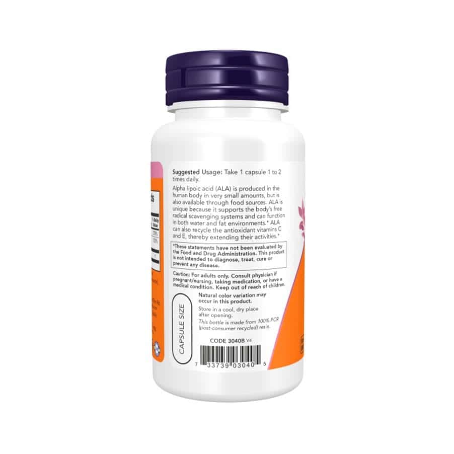 Ácido Alfa Lipóico 100mg 60 Cápsulas Now Foods