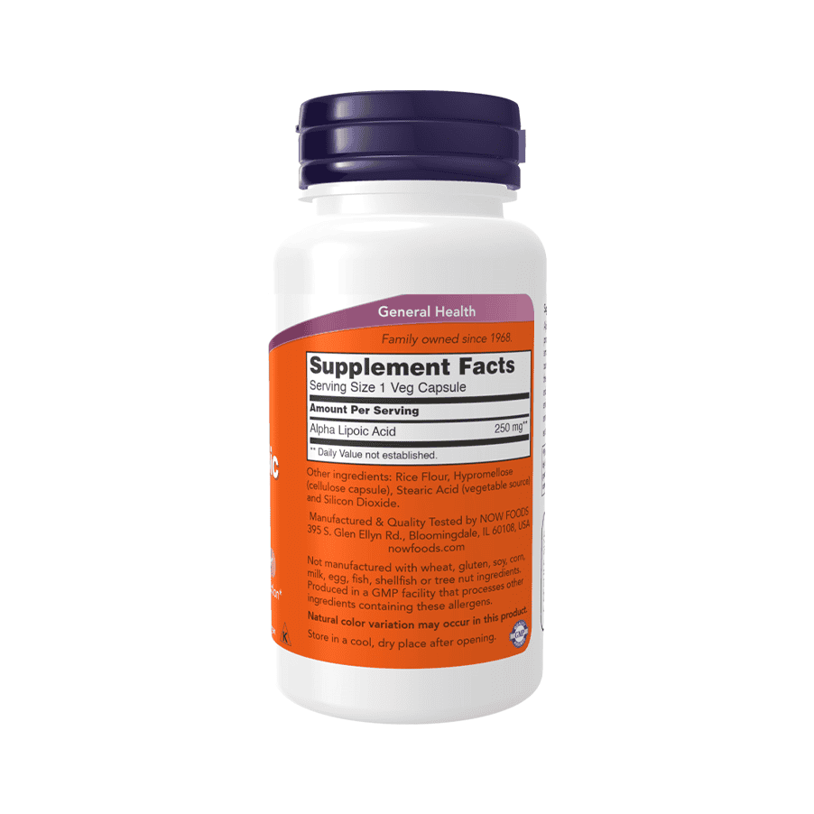 Ácido Alfa Lipóico 250mg 60 Cápsulas Now Foods
