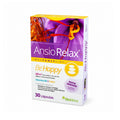 AnsioRelax Be Happy Affron BioHera em embalagem de 30 cápsulas, suplemento alimentar com açafrão, vitamina B6 e cobre.