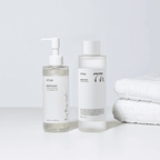 Heartleaf Duo Kit Anua 200ml + 250ml, conjunto com óleo de limpeza Heartleaf Pore Control e tónico Heartleaf 77% para limpar, acalmar e hidratar a pele.
