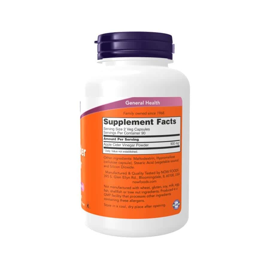 Apple Cider Vinegar 450mg 180 cápsulas Now Foods