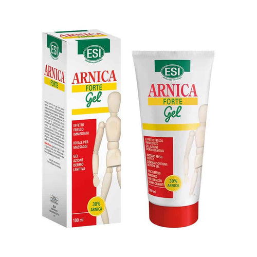 Gel ESI Arnica Forte de 100 ml en tubo, con una fórmula natural a base de árnica para el alivio muscular y articular.