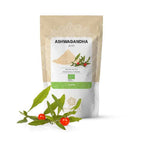Ashwagandha em pó 250g BioSamara em embalagem doypack, suplemento alimentar adaptogénico de origem vegetal.