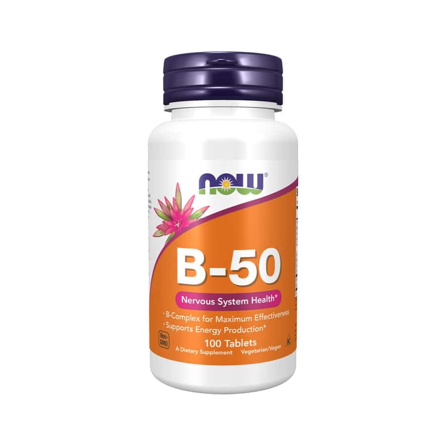 Vitamina B-50 100 cápsulas Now Foods, suplemento alimentar com complexo de vitaminas do grupo B