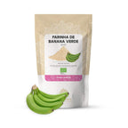 Farinha de Banana Verde em pó 125g BioSamara em embalagem stand-up pouch, suplemento natural rico em fibra resistente.