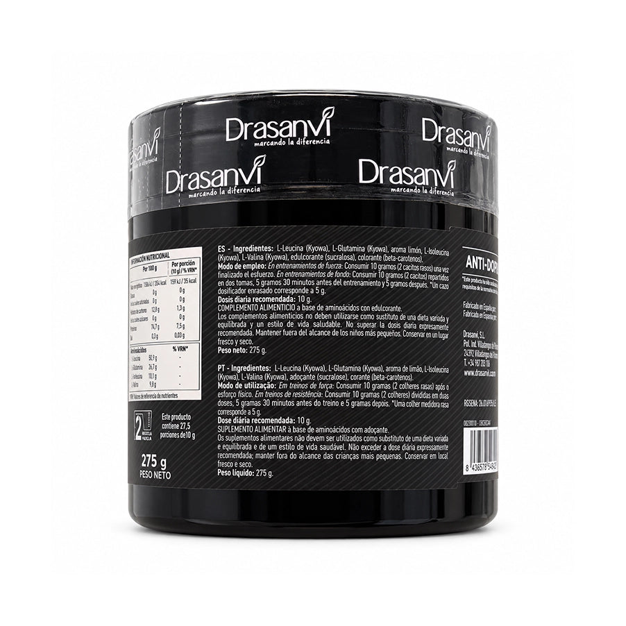 BCAA’s + Glutamina Limão Sport Live Drasanvi, suplemento alimentar em pó, em embalagem de 275 g.