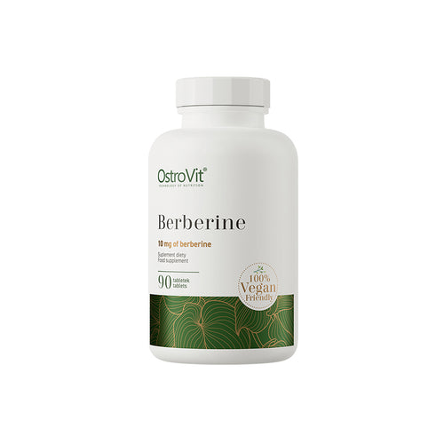 A Berberina 90 Comprimidos OstroVit é um suplemento alimentar em comprimidos com extrato de raiz de bérberis (Berberis aristata), padronizado para 2% de berberina.