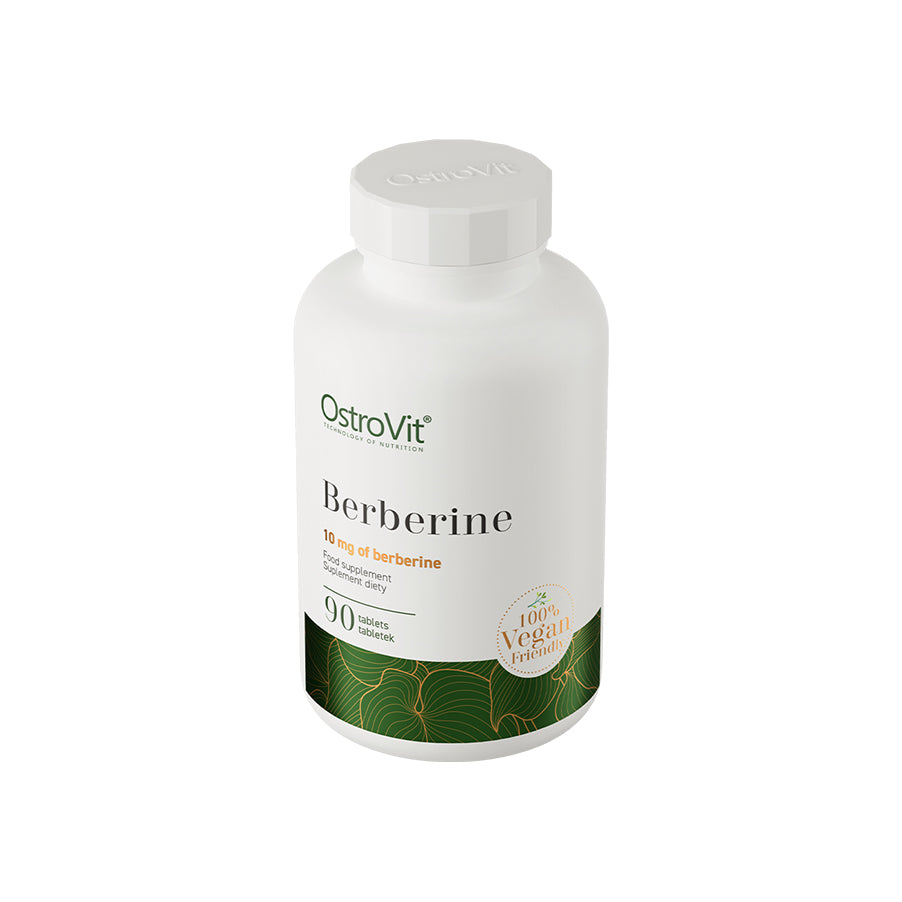 A Berberina 90 Comprimidos OstroVit é um suplemento alimentar em comprimidos com extrato de raiz de bérberis (Berberis aristata), padronizado para 2% de berberina.
