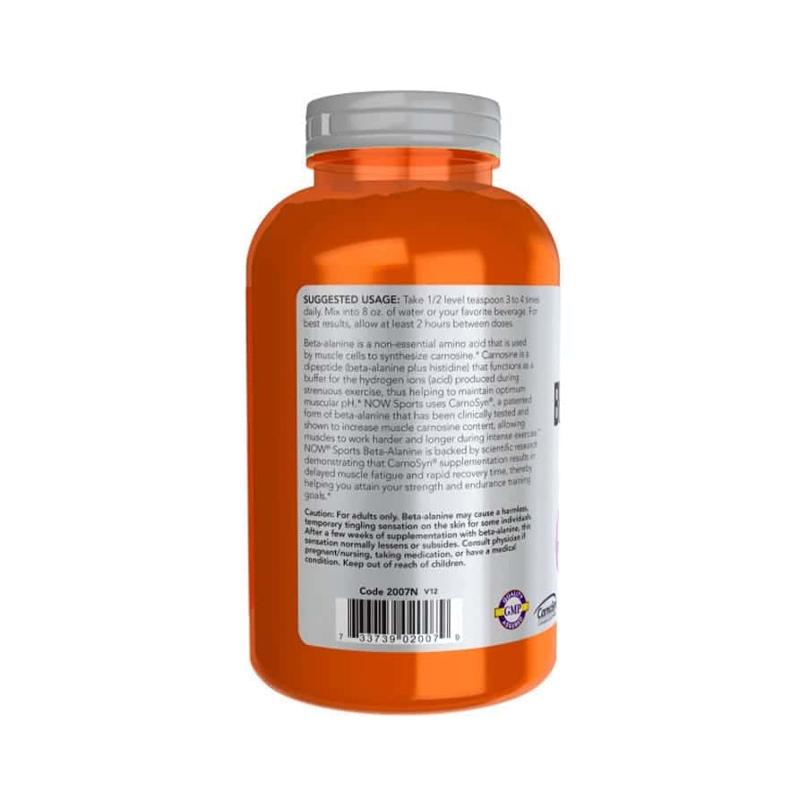 Suplemento en polvo con beta-alanina pura que mejora la resistencia muscular y retrasa la fatiga. Ideal para entrenamientos intensos y prolongados.