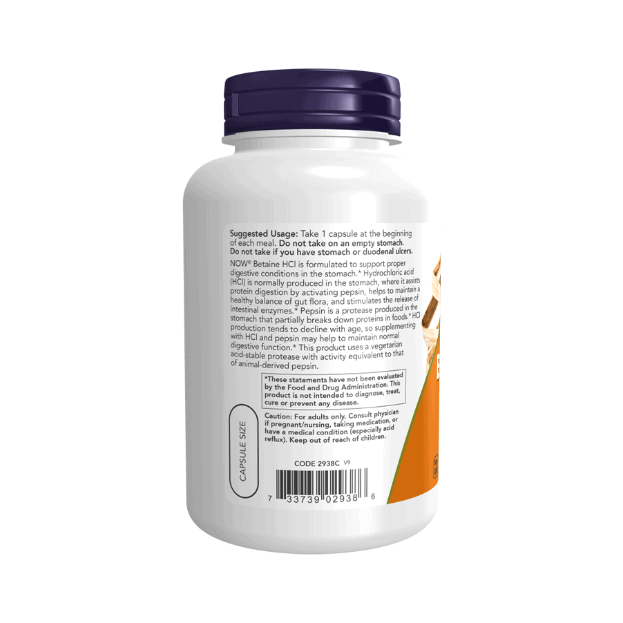 Betain HCI 648 mg 120 Cápsulas Now Foods