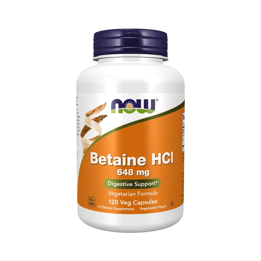 Betain HCI 648 mg 120 Cápsulas Now Foods
