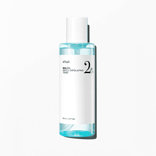 El tónico exfoliante suave con BHA al 2% de Anua, en botella de 150 ml, es un tónico facial para una exfoliación suave y para desobstruir los poros.