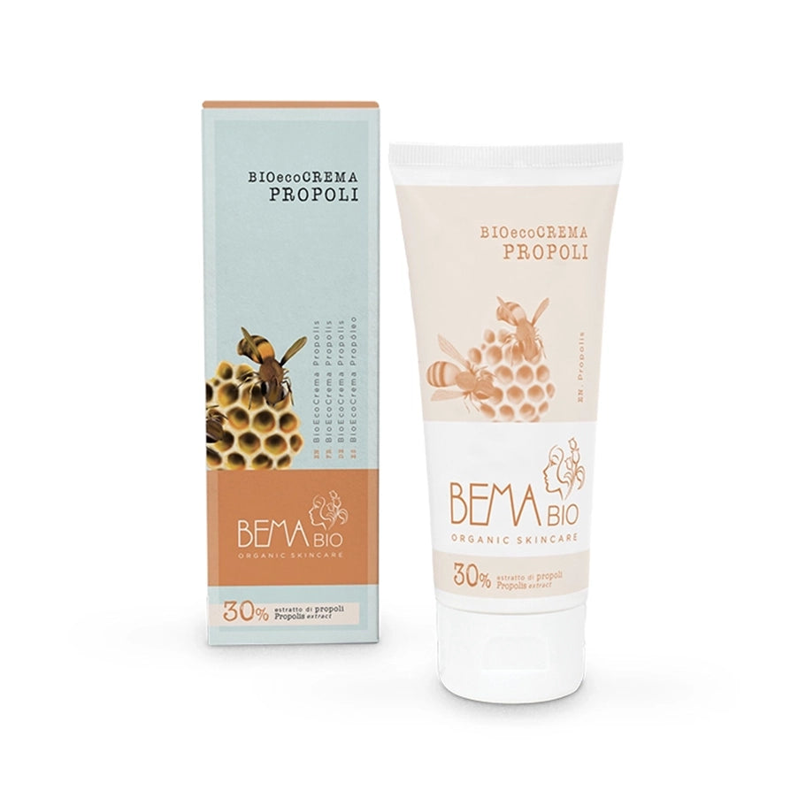 Bioecocrema Própolis Bema Bio, creme hidratante com extrato de própolis, em embalagem de 100 ml.